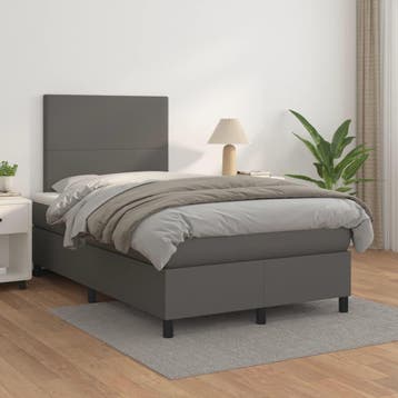 vidaXL Boxspring met matras kunstleer grijs 120x200 cm, Verzenden, Nieuw