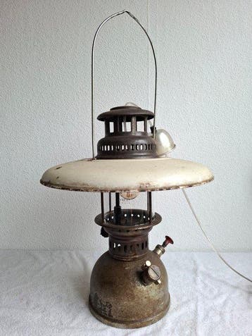 Volcano - Plafondlamp - Petromax-stijl - Staal, Messing,