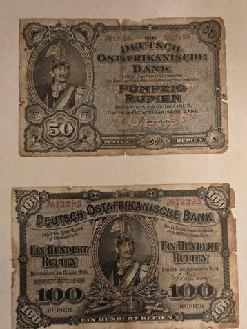 Duits Oost-Afrika. - 4 banknotes 1905 - Pick 1, 2, 3, 4