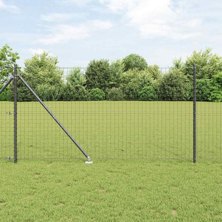 vidaXL Hekpaal met grondpen 26 st Grijs Gepoedercoat staal, Tuin en Terras, Palen, Balken en Planken, Nieuw, Verzenden