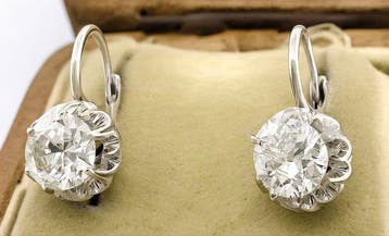 Boucles doreilles - 18 carats Or blanc Diamant (Naturelle), Handtassen en Accessoires, Nieuw