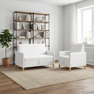 vidaXL Sofa Set Met Opslag 2 pcs Wit Polyester, Verzenden, Nieuw