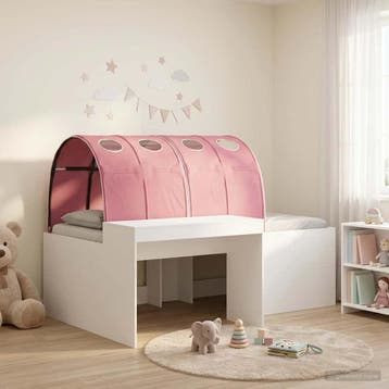 vidaXL Bed met Tunnel 3 st Artisian Eik en Roze Bewerkt hout, Huis en Inrichting, Slaapkamer | Bedden, Verzenden, Nieuw
