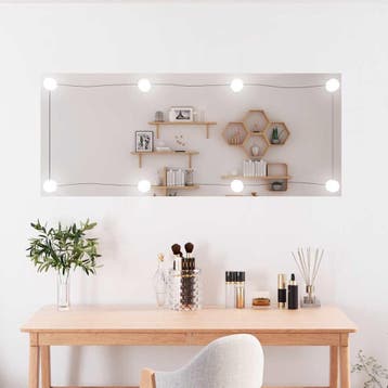 vidaXL Wandspiegel met LEDs rechthoekig 40x100 cm glas, Verzenden, Nieuw