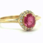 Bague - 14 carats Or jaune - 0.86ct. tw. Rubis - Diamant, Handtassen en Accessoires, Ringen, Nieuw