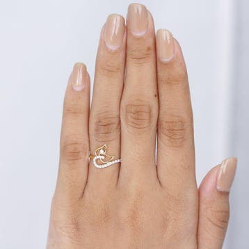 Ring - 18 karaat Geel goud - 0.15ct. tw. Diamant, Nieuw