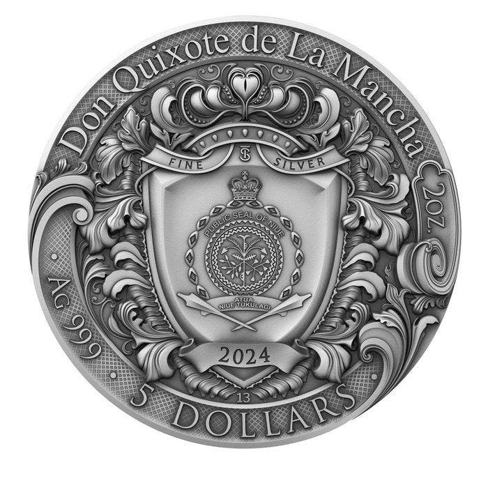 Niue. 5 Dollars 2024 – Don Quixote de la Mancha – 2 oz, Timbres & Monnaies, Monnaies | Europe | Monnaies non-euro