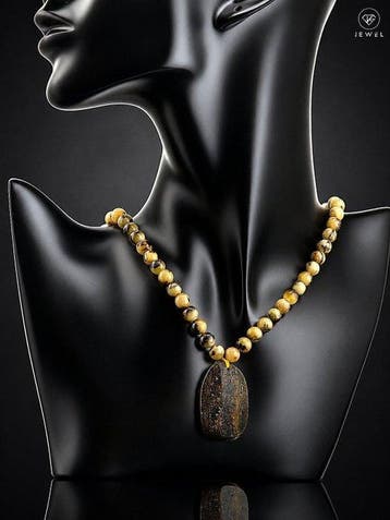 Natuurlijke barnsteen mala-ketting - Gele barnsteen kralen -