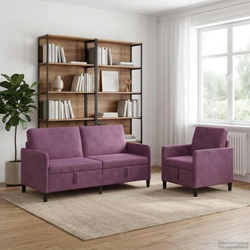 vidaXL Sofa Set Met Opslag 2 st Paars Polyester, Huis en Inrichting, Verzenden, Nieuw