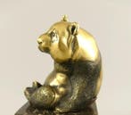 Greno - sculptuur, sitting Panda - 17 cm - Gepatineerd brons