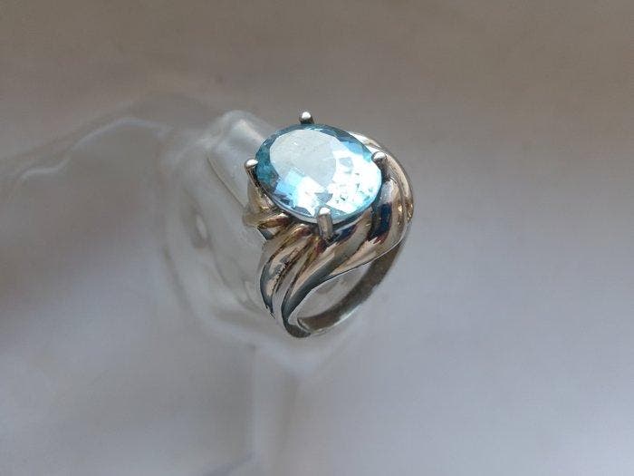 Zilver, Topaas - Ring - Art Deco, Antiquités & Art, Art | Objets design