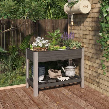 vidaXL Plantenbak verhoogd met schap 100x50x75 cm HKC, Verzenden, Nieuw