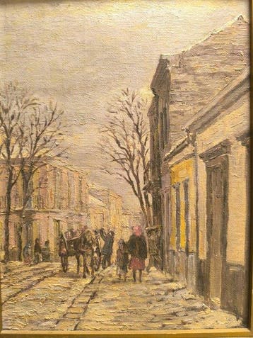 Escuela francesa (XIX-XX) - Vista urbana en invierno