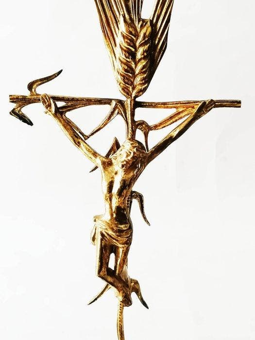 Crucifix - Verguld brons - 1930-1940, 1950-1960 - Kruisbeeld, Antiquités & Art, Antiquités | Livres & Manuscrits