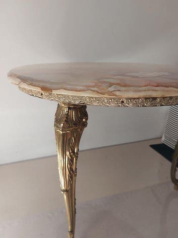Salontafel - Onyx, Verguld brons - Massief onyx Louis XV