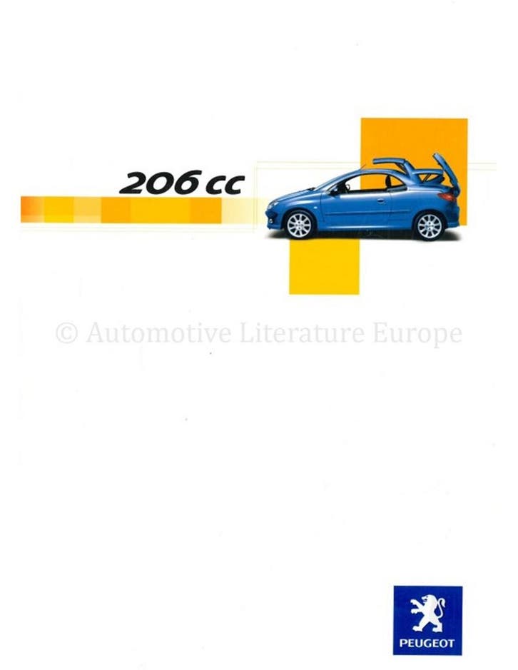 2003 PEUGEOT 206 CC BROCHURE DUITS, Livres, Autos | Brochures & Magazines