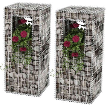 vidaXL Schanskorf palen/plantenbakken 2 st 50x50x120 cm, Verzenden