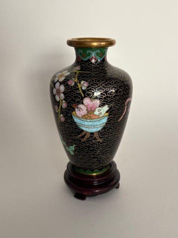 Théière (2) - Email cloisonné sur laiton - 1 vase & 2 oeufs