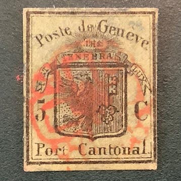 Zwitserland 1846 - Genf : Grote adelaar met goede marges -, Gestempeld