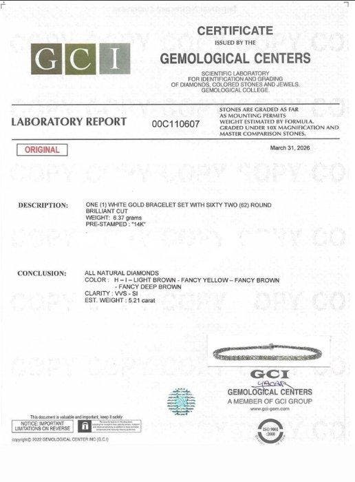 Zonder minimumprijs - Armband - 14 karaat Witgoud - 5.21ct., Handtassen en Accessoires, Armbanden