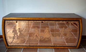 Art Decò - Drankkast - Hout, Glas, spiegel - Stile Barovier, Antiek en Kunst