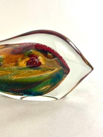 Oball - Sculpture, Pesce Calcedonio Ocra - 25 cm - Verre de