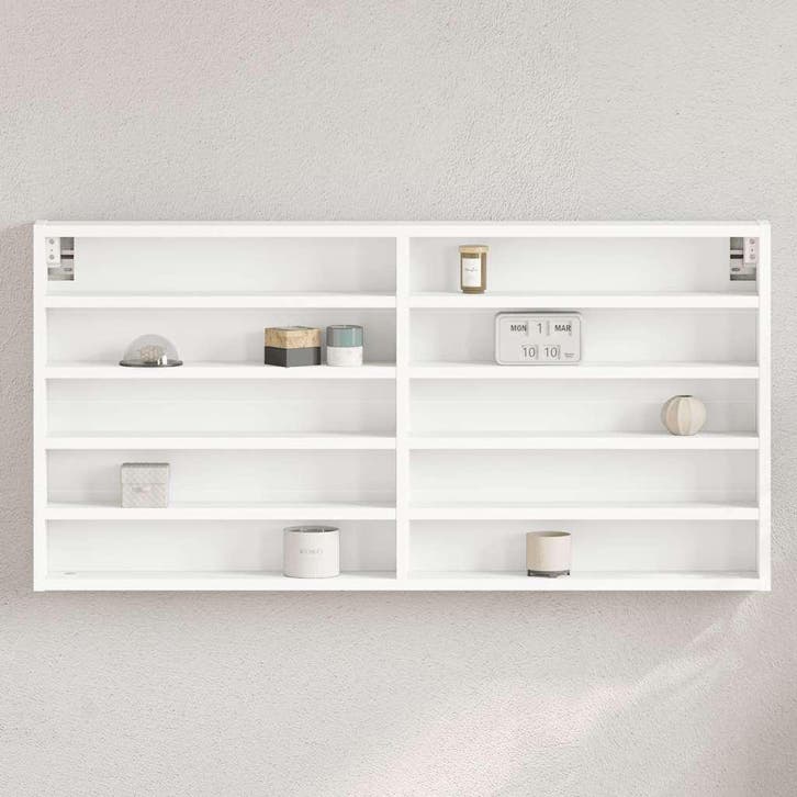 vidaXL Vitrinekast 100x8,5x50 cm bewerkt hout wit, Maison & Meubles, Armoires | Armoires murales, Envoi