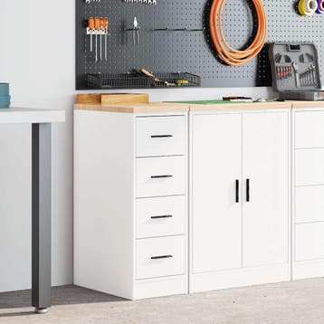 vidaXL Garagekast 30x51x85 cm massief grenenhout wit, Verzenden