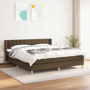 vidaXL Boxspring met matras stof donkerbruin 160x200 cm, Verzenden