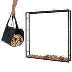 Lendo Online Range-bûches 196x196 Acier Thermolaqué Noir, Jardin & Terrasse, Bois de chauffage
