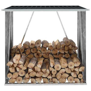 vidaXL Haardhoutschuur 163x83x154 cm gegalvaniseerd staal, Verzenden