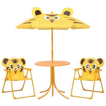 vidaXL 3-delige Bistroset voor kinderen met parasol geel, Verzenden, Nieuw