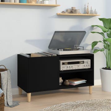 vidaXL Platenkast 84,5x38x48 cm bewerkt hout zwart, Verzenden