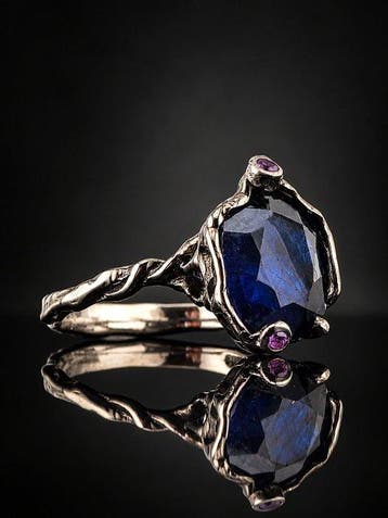 Zonder minimumprijs - Ring Saffier Statement Ring - 925, Nieuw