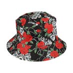 Bucket Hat Hoedje – Roos Schedel Print - Omkeerbaar – One, Nieuw