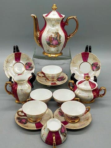 Koffieservies - Prunkvolles Porzellan Teeservice Galante, Antiek en Kunst