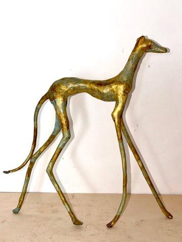 Abdoulaye Derme - Sculpture, Lévrier stylisé en bronze - 34