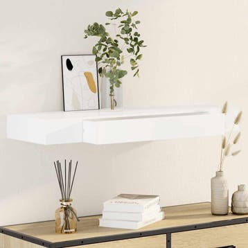vidaXL Wandschap met lade zwevend MDF wit, Verzenden, Nieuw