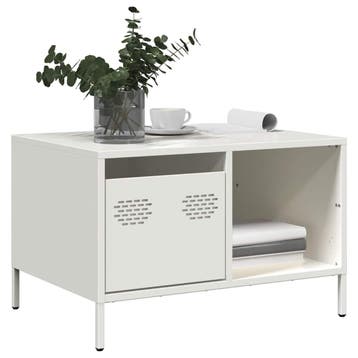 vidaXL Salontafel 68,5x50x43,5 cm koudgewalst staal wit, Verzenden, Nieuw