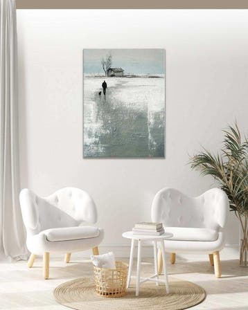 Clelia - Walking Home in Winter, Antiek en Kunst, Kunst | Schilderijen | Modern