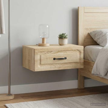 vidaXL Muurbevestigde Nachttafel 2 st Sonoma Eiken 49 x 34,5, Verzenden