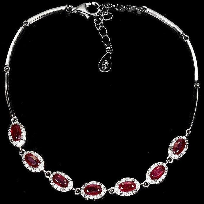 Zonder minimumprijs - Armband Zilver Robijn, Handtassen en Accessoires, Armbanden