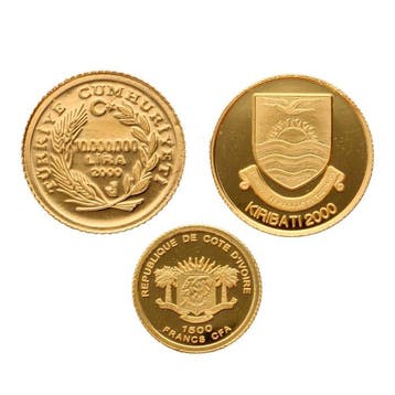 Turkije, Kiribati, Ivoorkust. 2000/2006 - Small Gold Coins