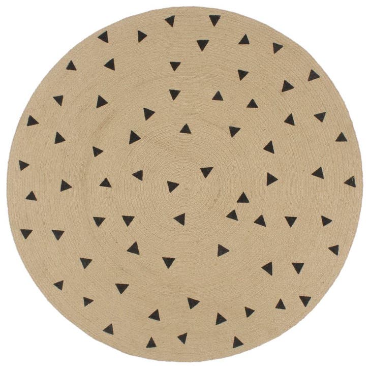 vidaXL Vloerkleed handgemaakt met driehoek print 90 cm jute, Maison & Meubles, Ameublement | Tapis & Moquettes, Envoi