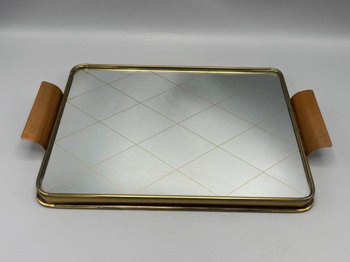 Dienblad - Glas, Messing, Antiek en Kunst, Kunst | Designobjecten