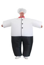 KIMU® Opblaas Kostuum Chefkok Opblaasbaar pak Kokspak Mascot, Ophalen of Verzenden, Nieuw