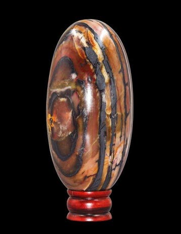Rare lingam de 3,97 kg en hématite et quartz de fer - 22 cm