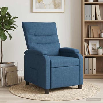 vidaXL Recliner Blauw Stof, Huis en Inrichting, Fauteuils, Verzenden, Nieuw
