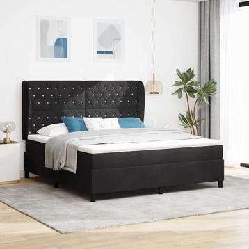 vidaXL Boxspring bed met matras Zwart 200 x 180 cm Fluweel, Verzenden