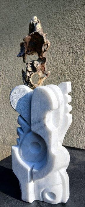 sculptuur, fuoco di ghiaccio - 36 cm - Verguld brons,